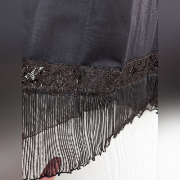 Vintage 60s Gotham Gold Stripe Black Lace Slip Nightgown Lingerie Dress 36 Tall - Picture 6 of 8